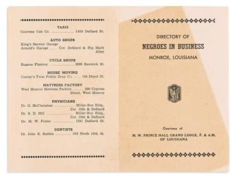 (BUSINESS--DIRECTORIES.) Directory of Negroes in Business, Monroe, Louisiana.